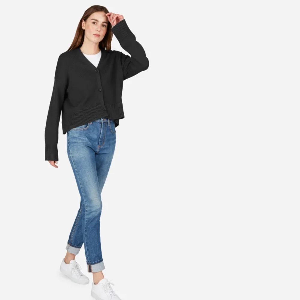Everlane Soft Cotton Square Cardigan, size S